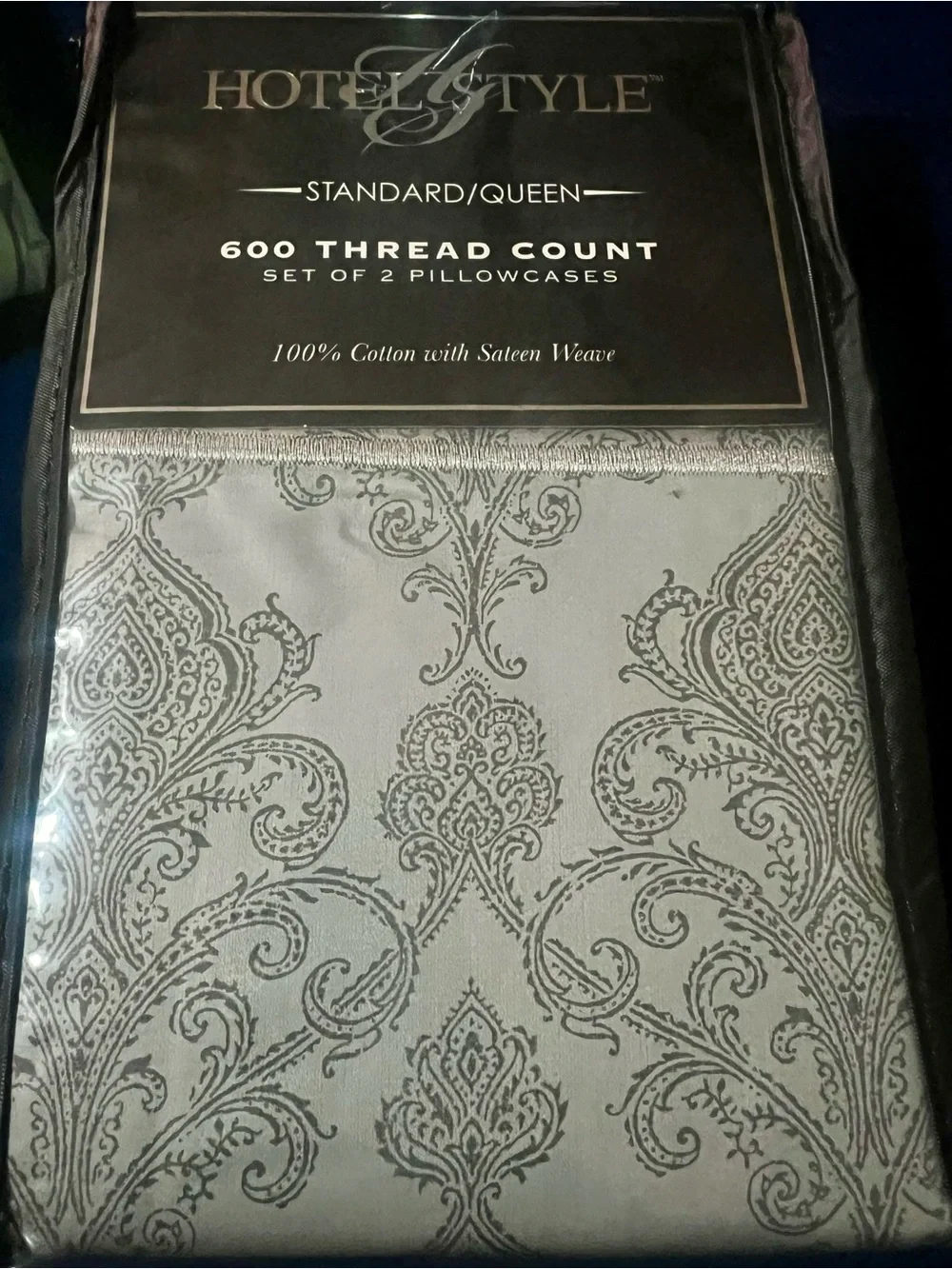 600 Thread Count Silver/Gray Pillowcases - Set of 2